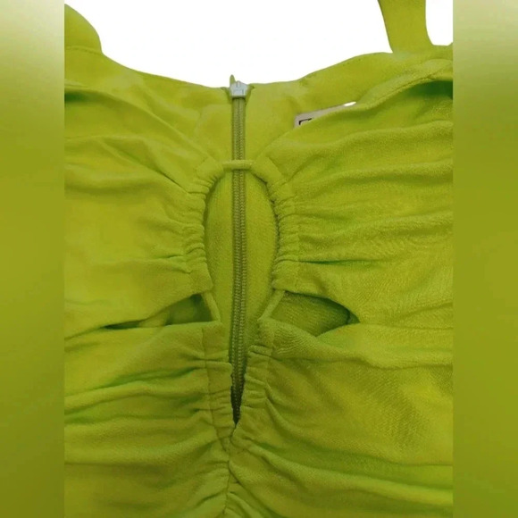 Zara NWT Bright Green Ruched Sleeveless Bodycon Mini Dress  Size Small - Picture 6 of 8